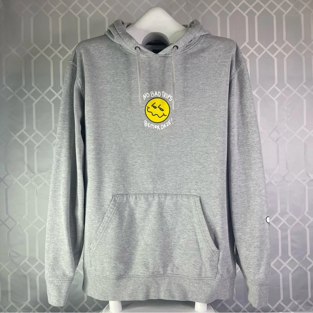 Vans Off The Wall Grey No Bad Trips Better Daze Pullover Hoodie Size Large
